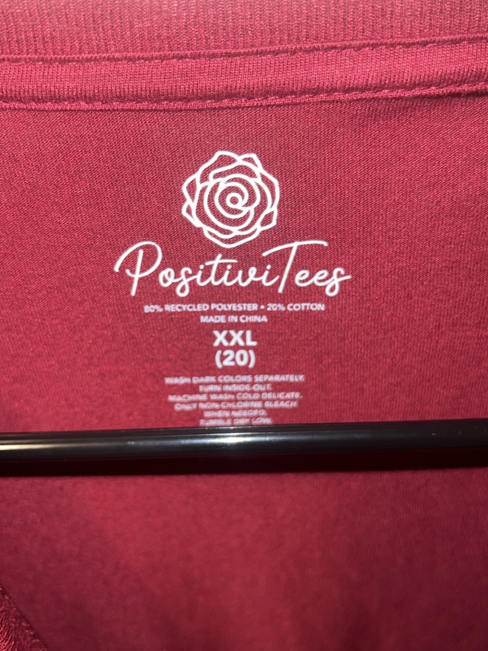 PositiviTees Burgundy Pink Bow Graphic T-Shirt XXL Coquette Cute Casual - Picture 2 of 5